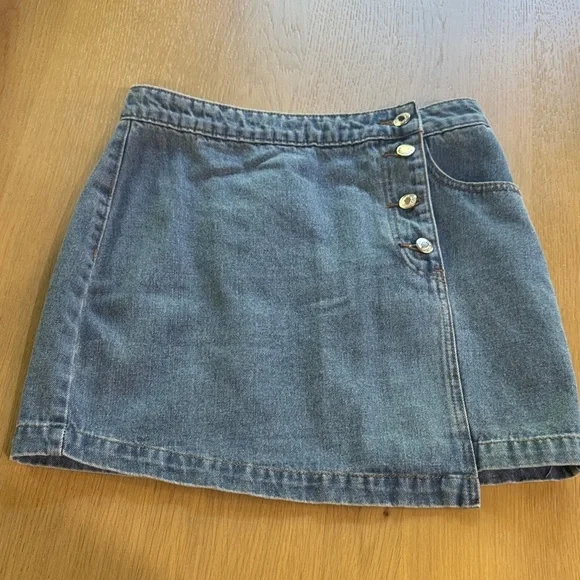 Denim Button-Up Mini Skirt - Picture 1 of 3